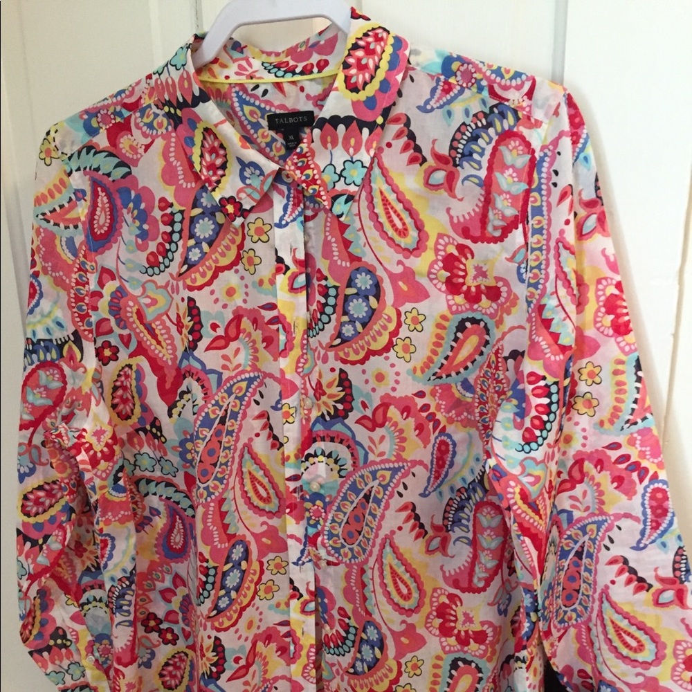 Talbots paisley colorful summer shirt